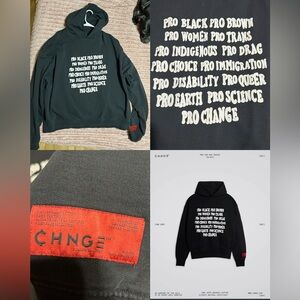 CHNGE Black Hoodie with Bold White Text